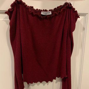 Cranberry off shoulder crop top